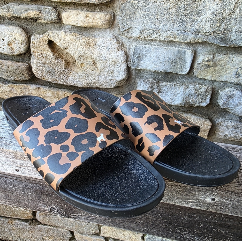 GOAT Leopard Print Slides NWT